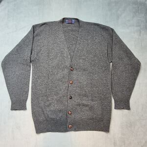 Vintage Woodward Cardigan Lambswool Grandpa Gray Button Sweater Medium